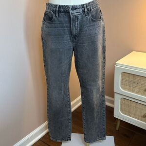 Good American Always Fits Good Legs Straight Fit Black/Gray Denim Jeans
